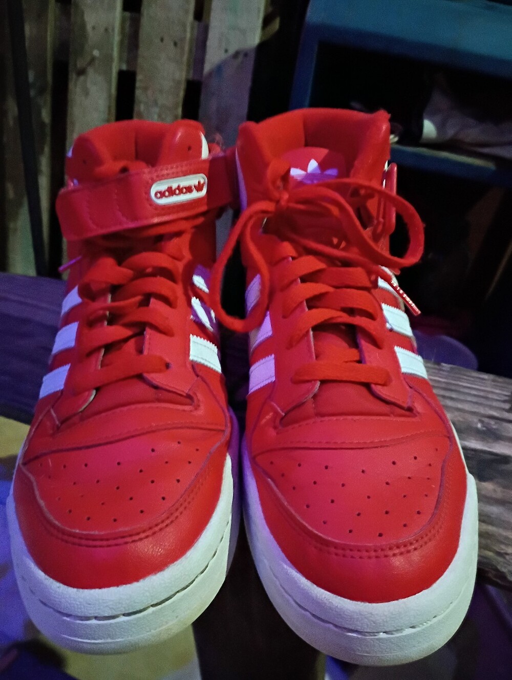 Adidas Men's High-Top Sneakers in Red and White - Picture 2 of 2